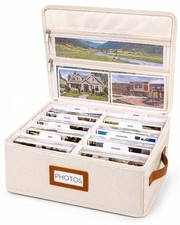 Photo Storage Box for 2000 4x6 Pictures Linen Fabric Organizer Memory Box