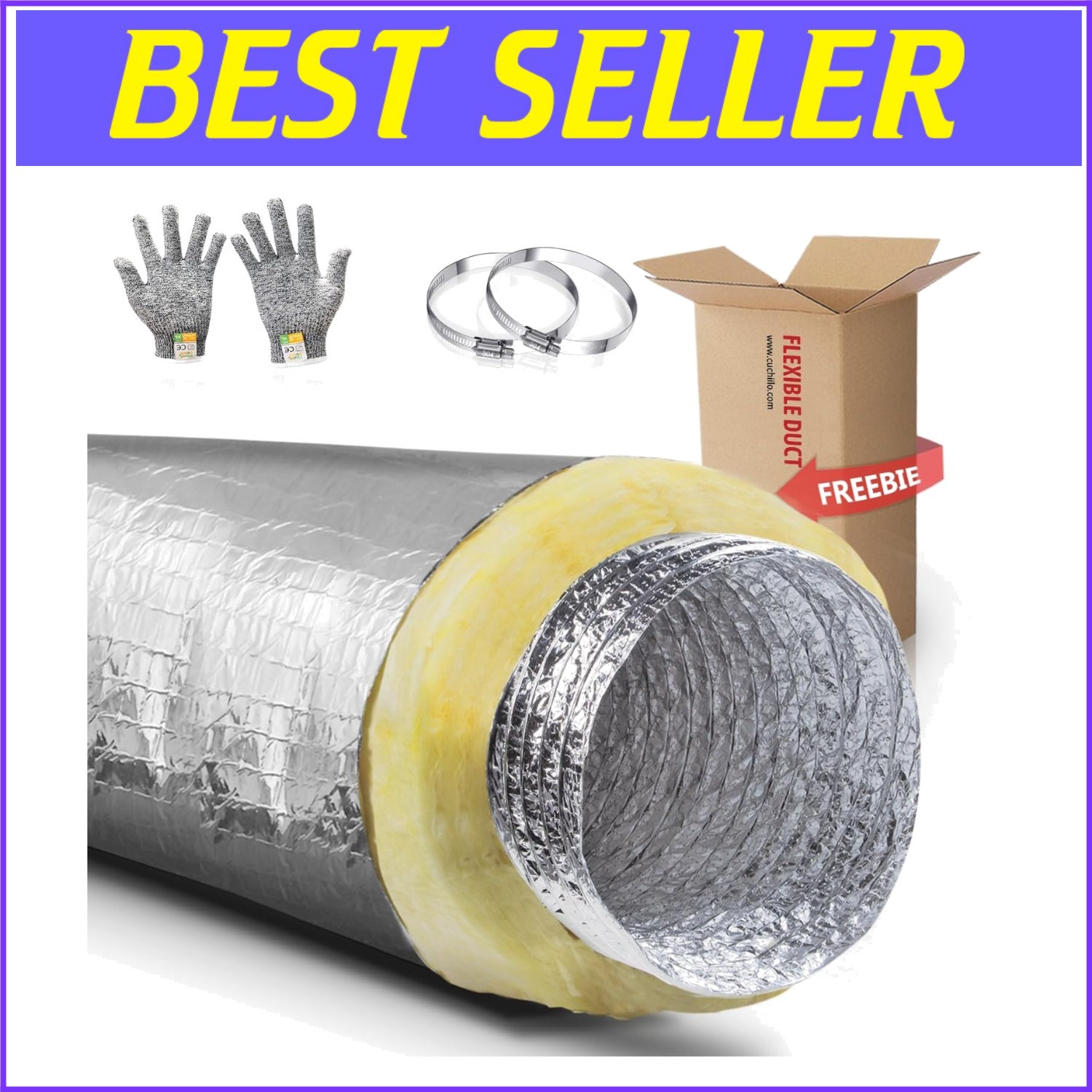 Conductos flexibles aislados R-4.2 de 12 pulgadas - Reducción de ruido para climatización y ventilación