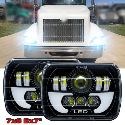 7x6/5x7'' led headlight DRL Hi&Lo beam Fit International Harvester 9400i 9200
