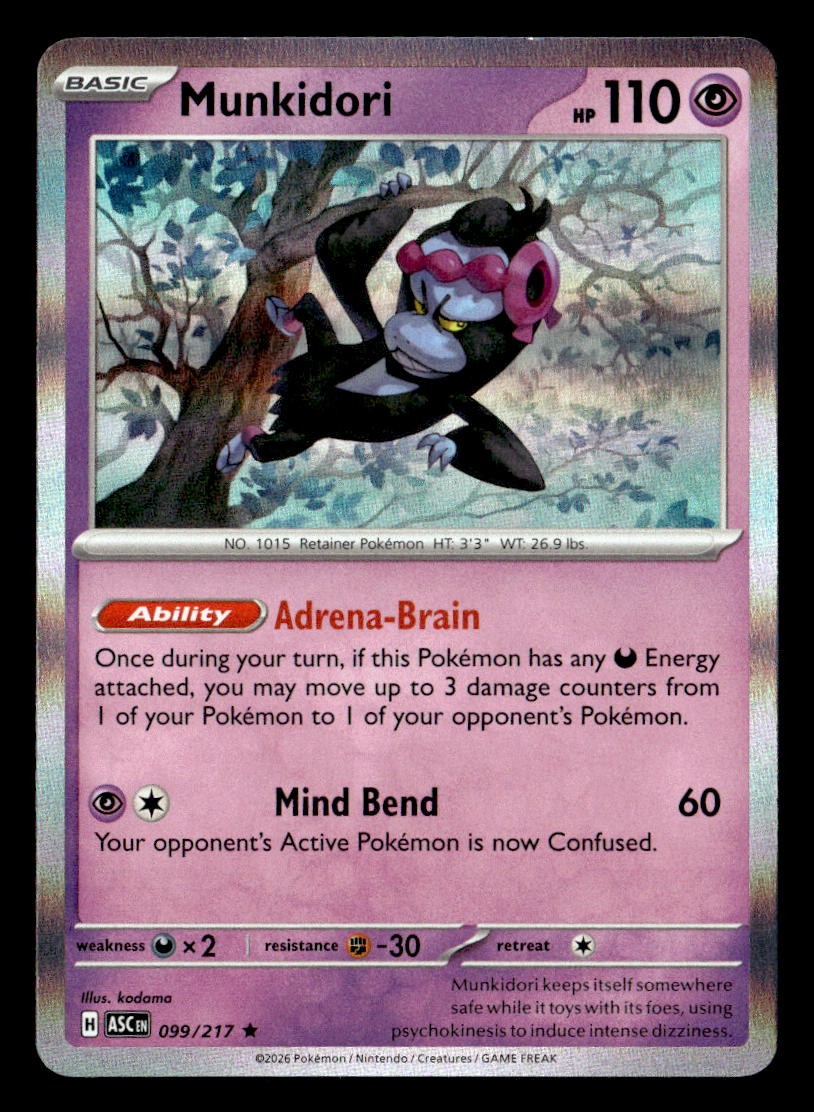 Pokemon Munkidori #099/217 tcg Near Mint or Better