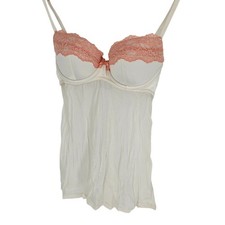 Gilligan O'malley Womens Sz M Nightie Nightgown White w/ Pink Lace Trim