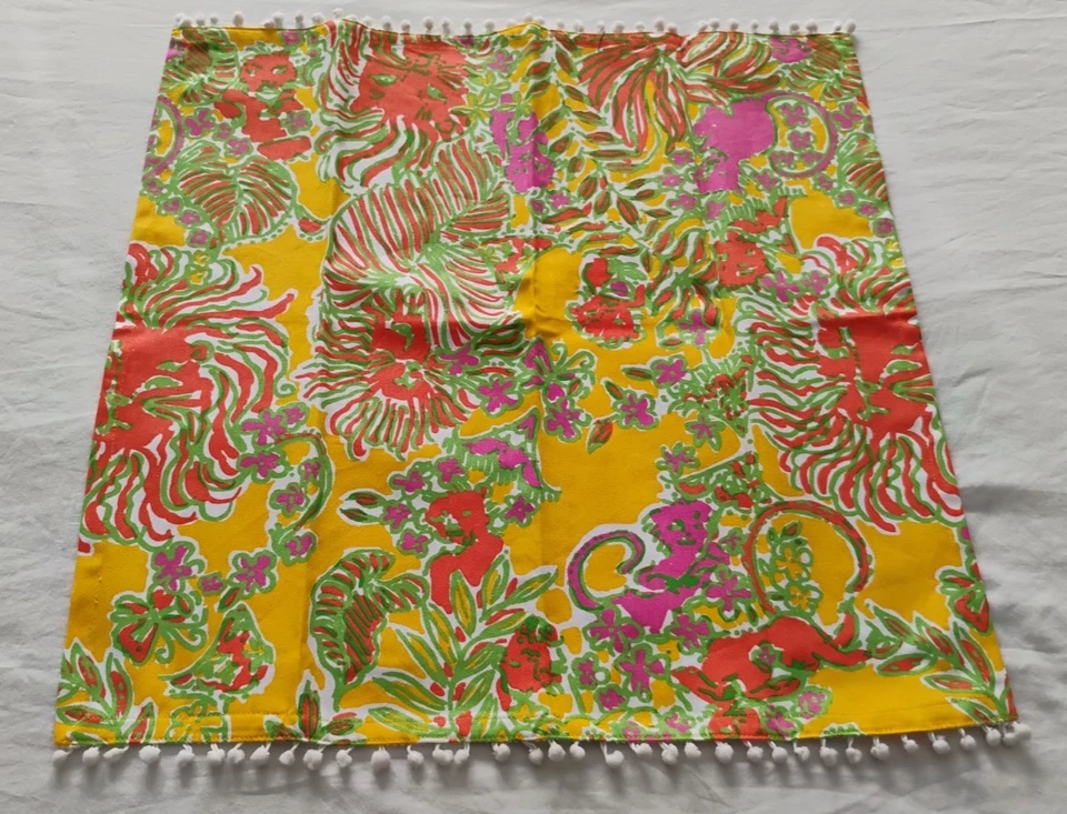Lilly Pulitzer Target 6 салфеток 20x20 квадратные 100% хлопок отделка помпон ЧИТАЙТЕ! - Изображение 3 из 4