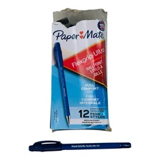 12 Pens Paper Mate Flexgrip Ultra Ballpoint Pen Blue Ink 1.0mm Point