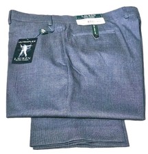 NWT! LAUREN R.L.-Gray Pin.Dot Chk, Mens Flt.Fnt, All Seasons Dress Pants-(38×32)