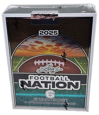 2025 Leaf Football Nation Factory Sealed Hobby Box 6 Cards Per Box 5 Autographs