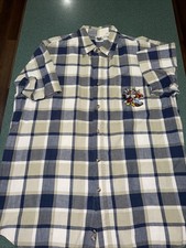 Walt Disney Plaid Button Down Shirt Goofy Mickey Mouse Embroidery Size Large EUC