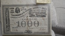 1863 $1000 Confederate States of America Bond CR-125
