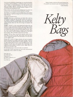 Kelty Vintage Print Ad Sleeping Bags Quallofil Texolite Antron 1982