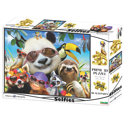 Howard Robinson Prime 3D Wild Beach Party 3D Animal 500 Piece Puzzle New