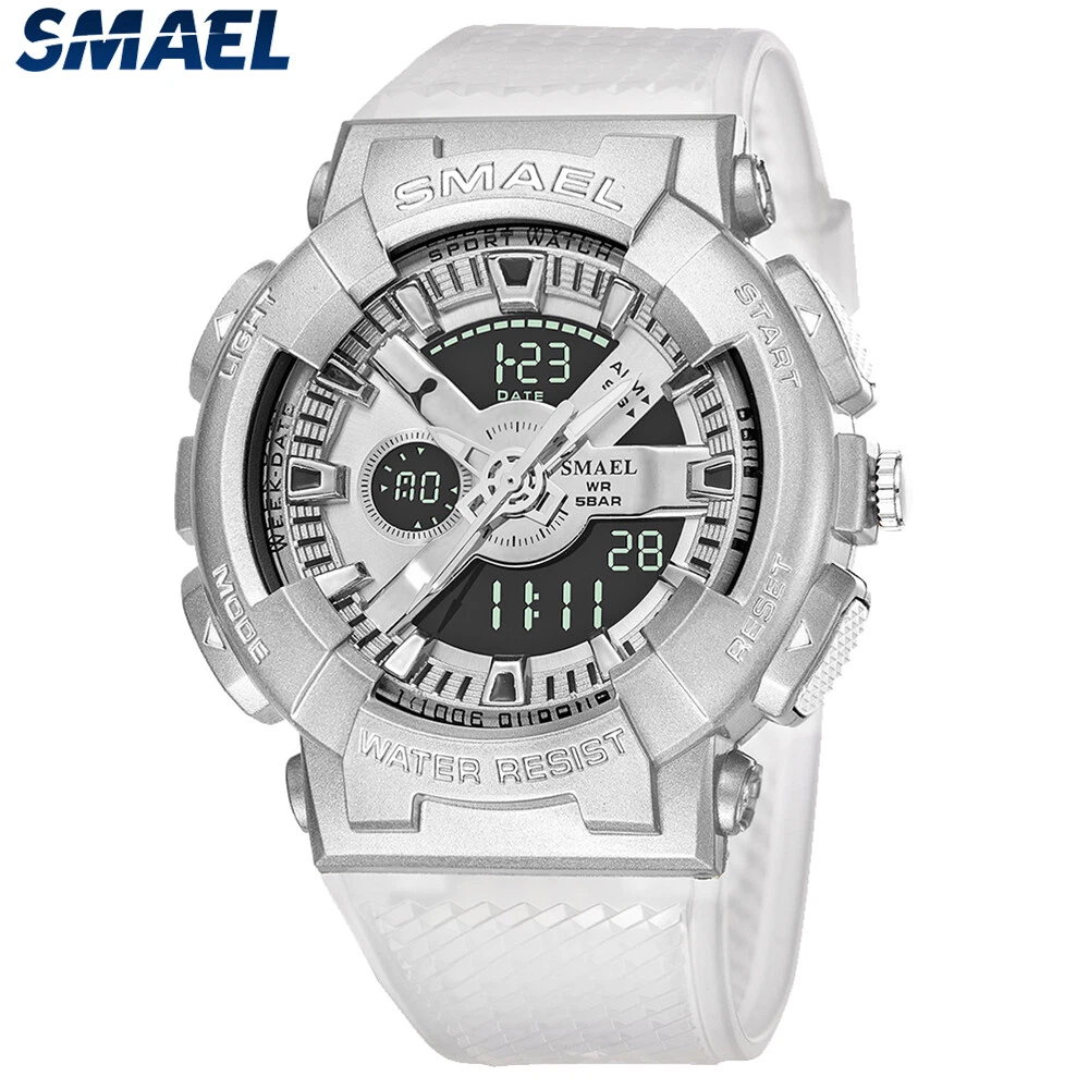 SMAEL Men Brand Watch Fashion Digital LED Stopwatch Red Strap Sport Wristwatch