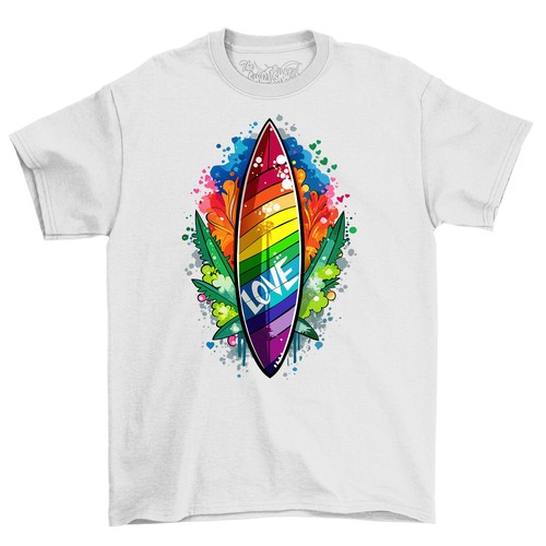 Ride the Rainbow with Pride_41! Funny Surfboard T-shirt, Unisex Design for Surfi - Picture 5 of 46