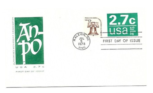 U579 2.7c Nonprofit embossed envelope Farnam, HF, FDC - 第 1/1 張圖片