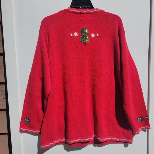 The Quacker Factory Size 1x Cardigan Sweater Metal Button Embroidered Snowman - Picture 14 of 14