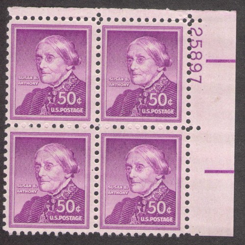 US. 1051. 50c. Susan Anthony, Liberty Issue. PB4 #25897 UR. MNH. 1958 - 第 1/2 張圖片