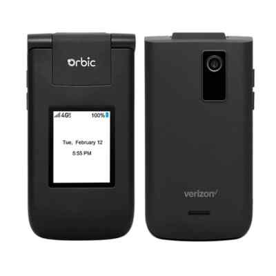 UNLOCKED ORBIC JOURNEY V 2200 Pre/Postpaid 4G LTE Flip Phone Black
