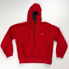 Vintage Ralph Lauren Polo Sport Fleece 1/4 Zip Sz L Hooded Jacket Red Coat