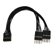 Mainboard 9pin USB2.0 Header 1 to 2 Extension Adapter Converters Cord 10CM