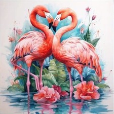 5D Diamond Painting Kit 20X20cm Flamingo Couple Touching Bills