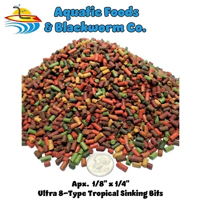 AQUATIC FOODS INC. Ultra 8 type Tropical Mix Bits, Discus, Cichlids, Plecos, Cories, All Tropicals