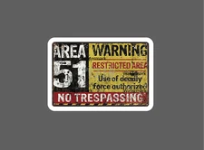Area 51 Sticker Danger Warning Retro Forbidden Zone Military Gift NEW
