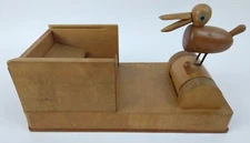 Vintage Wooden Bird Handmade Cigarette Dispenser Mechanical Folk Art Duck -Works