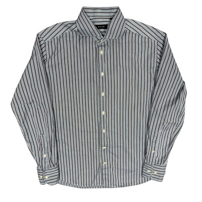 Sand Leisure Striped Dress Shirt Button Up Textured Cotton Large