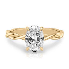 Womens Engagement Ring 18K Yellow Gold Oval Cut Diamond 1.10 Ct IGI Lab Grown