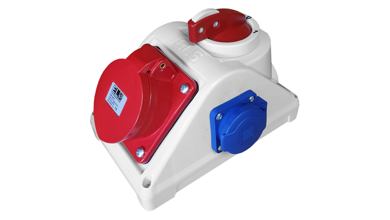 Switchboard construction box with switch 0-1 COMBO 16/5 2x230V IP44 / E96 /T2UK