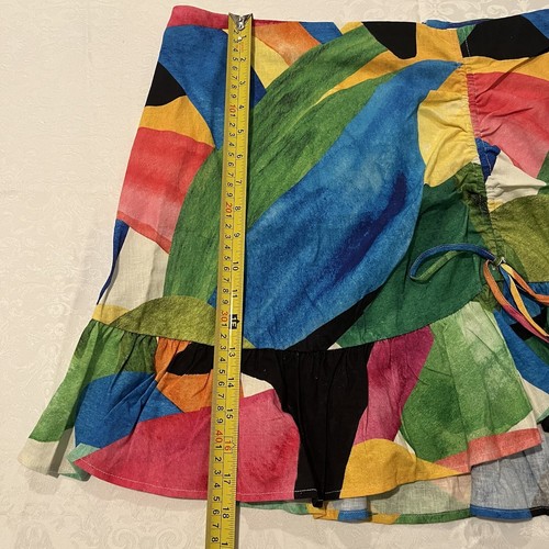 H&M short skirt size 14 Colorful Beach Vacation Linen Blend NWT - 第 4/8 張圖片
