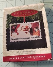 HALLMARK KEEPSAKE ORNAMENT 1993 U.S. POSTAL SERVICE CHRISTMAS STAMP SANTA Z3
