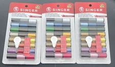 SINGER #00264 - 24 SPOOLS SPUN POLYESTER THREAD MULTI-COLOR Pack of 3
