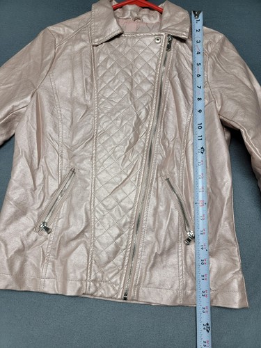 NWT~ART CLASS Girls XL (14-16) Faux Leather Full Zip Moto Jacket Pale Pink - Picture 5 of 8