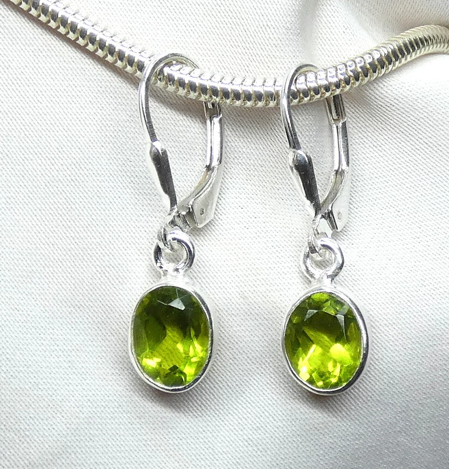 925 Silber Ohrhänger echter Peridot • Facettenschliff • Natürliches Grün • NEU - Bild 4 von 4