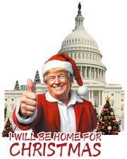 TRUMP I WILL BE HOME FOR CHRISTMAS SELF IRON ON HEAT TRANSFER For Tshirt USE LOT