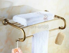 Antique Brass Wall Mount Bathroom Towel Rail Holder Rack Bar Towel Shelf fba484