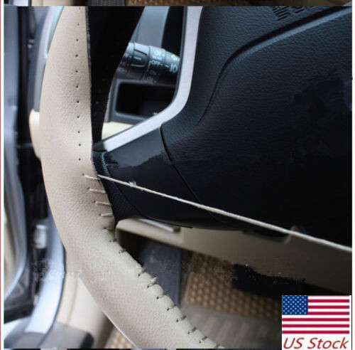 14.5"-15" Steering Wheel Cover Genuine Leather Beige For 2009-2014 Nissan Murano - Picture 5 of 12