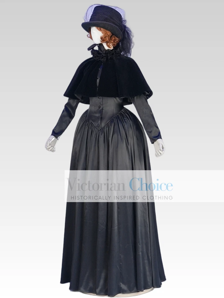 Черный викторианский Диккенс рок бархат плащ платье готический стимпанк театр 0061 - Изображение 2 из 4