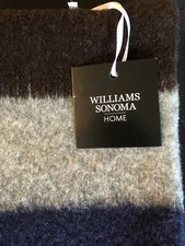 Williams Sonoma Home Italian Boiled Wool Stripe 22” Pillow Cover Blue NWT