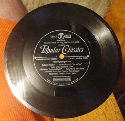Time-Life Popular Classics demonstration record flexible vinyl 33 1/3 RPM single