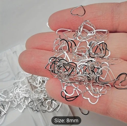 Lot 3 Styles 30 Pcs Silver Butterflies Gold Hearts Silver Hearts Nail Art Charms - Picture 2 of 9
