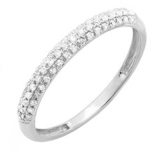 0.20 CT 10K White Gold Round Diamond Ladies Pave Wedding Band Stackable Ring