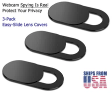 3-PCS Universal Webcam Lens Cover Easy-Slide Camera Privacy Security, Ultra Thin