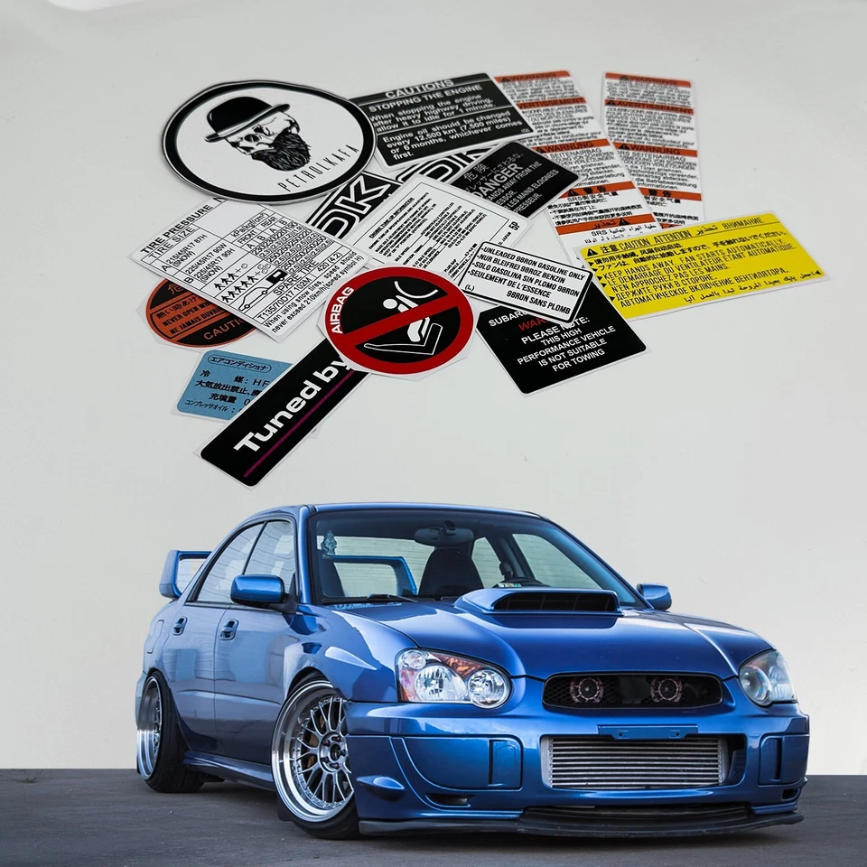 Subaru Impreza Wrx Sti Blobeye Car Restoration Warning Stickers Emblem Labels - Image 3 of 4