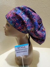 Wild Flowers Abstract Women's Euro/Chef Surgical Scrub Hat/Cap Handmade