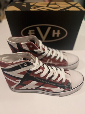 RARE NIB VAN HALEN 5150 HIGH TOP SHOES WHITE BLACK STRIPE SZ 13