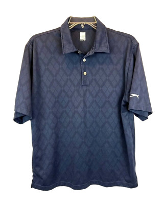 Slazenger Golf Mens Polo Blue Tonal Argyle Pattern Shirt  Size XL  Short Sleeve