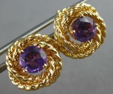LARGE 1.90CT AAA AMETHYST 14KT YELLOW GOLD 3D CIRCULAR LOVE KNOT EARRINGS 27700