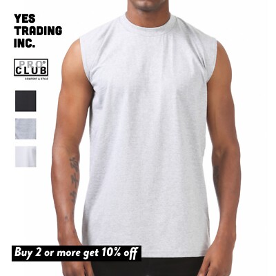 PROCLUB MENS COMFORT MUSCLE TEE  PRO CLUB CASUAL SLEEVELESS TANK TOP GYM SUMMER