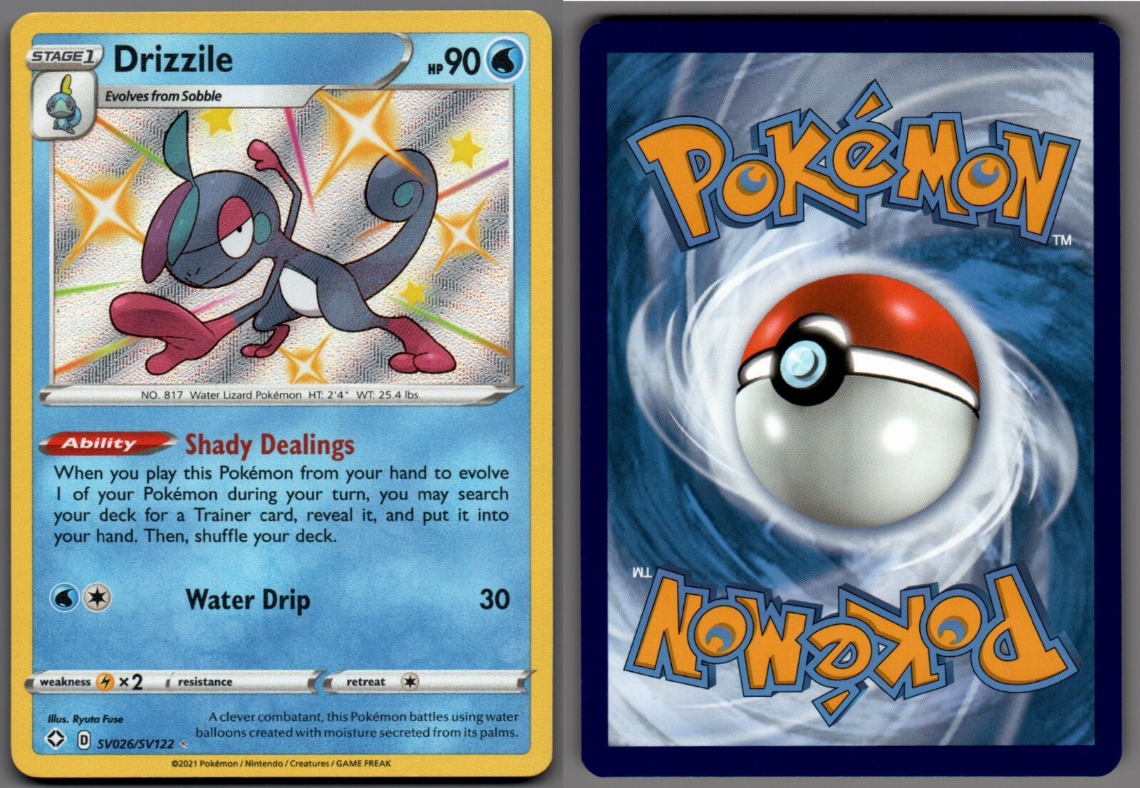 2021 Pokemon, Shining Fates Shiny Vault, #SV026/SV122 Drizzile, Holo Rare