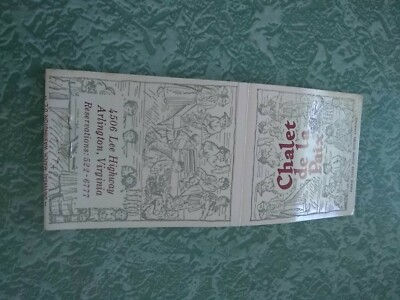 Vintage Matchbook N3 Collectible Ephemera Arlington Virginia Lee highway chalet